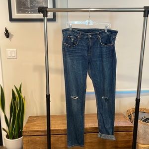 Blue denim Rag and Bone size 31 distressed Dre Low-Rise Slim Boyfriend jeans